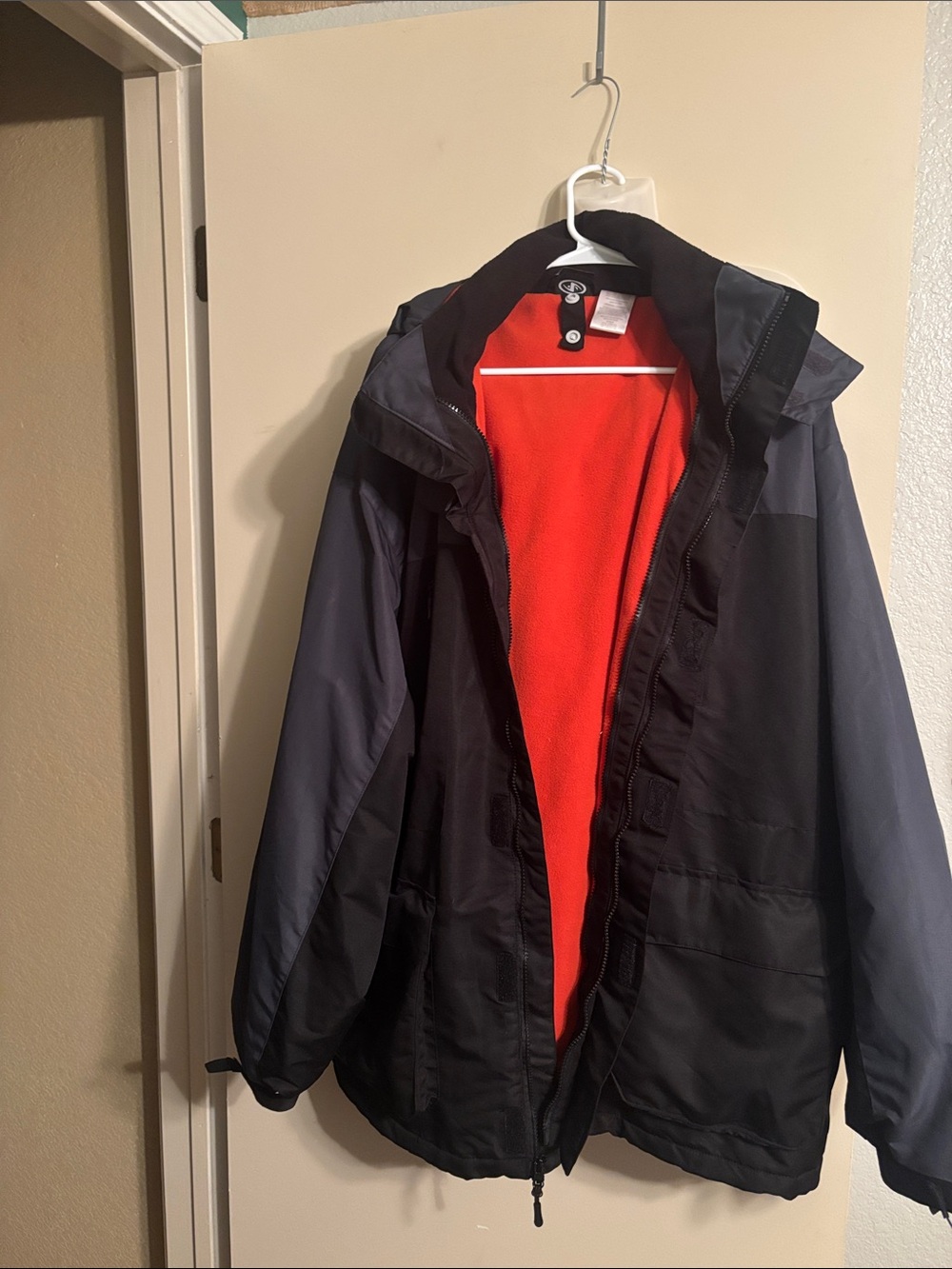 Athletic Works Black & Gray Shell Jacket with Orange Liner